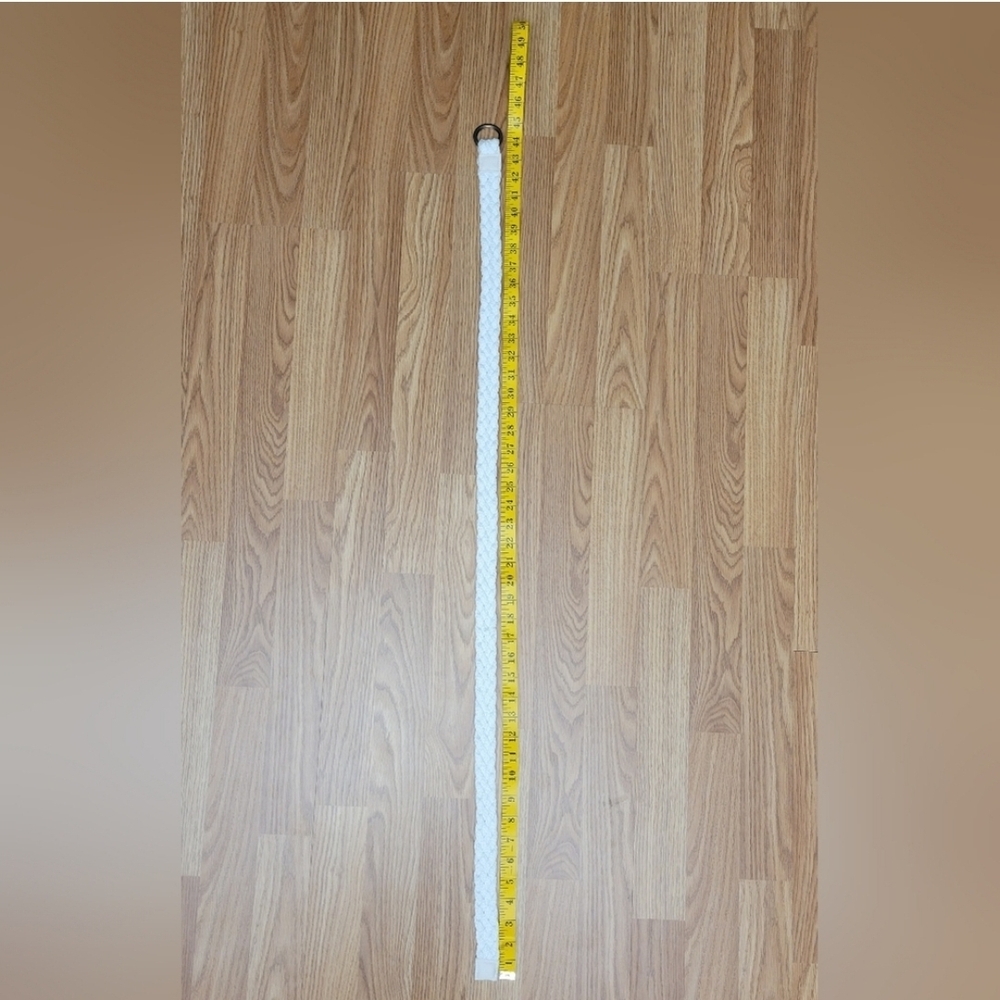 White Braided Belt with Metal Hook - Picture 3 of 3